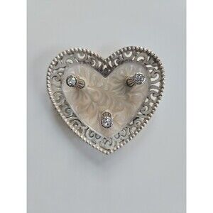 Brighton Lacie Daisy Heart Shape 3 Ring Holder With Enamel  & Crystal Details
